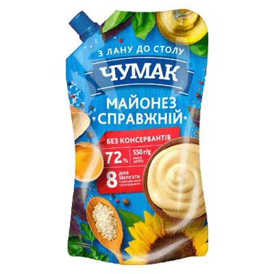 Майонез Чумак Настоящий 550 гр. дой пак מיונז צ'ומק