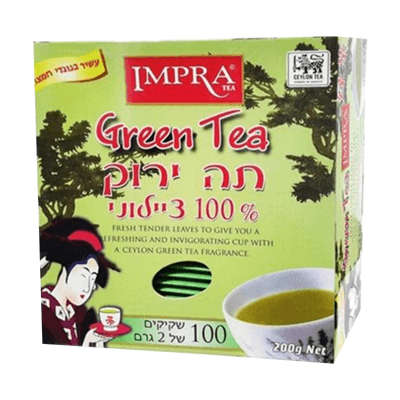 Чай Импра зелёный 100пак תה ירוק אימפרה
