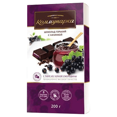 Шоколад горький с пюре из чёрной смородины Коммунарка 200 гр.